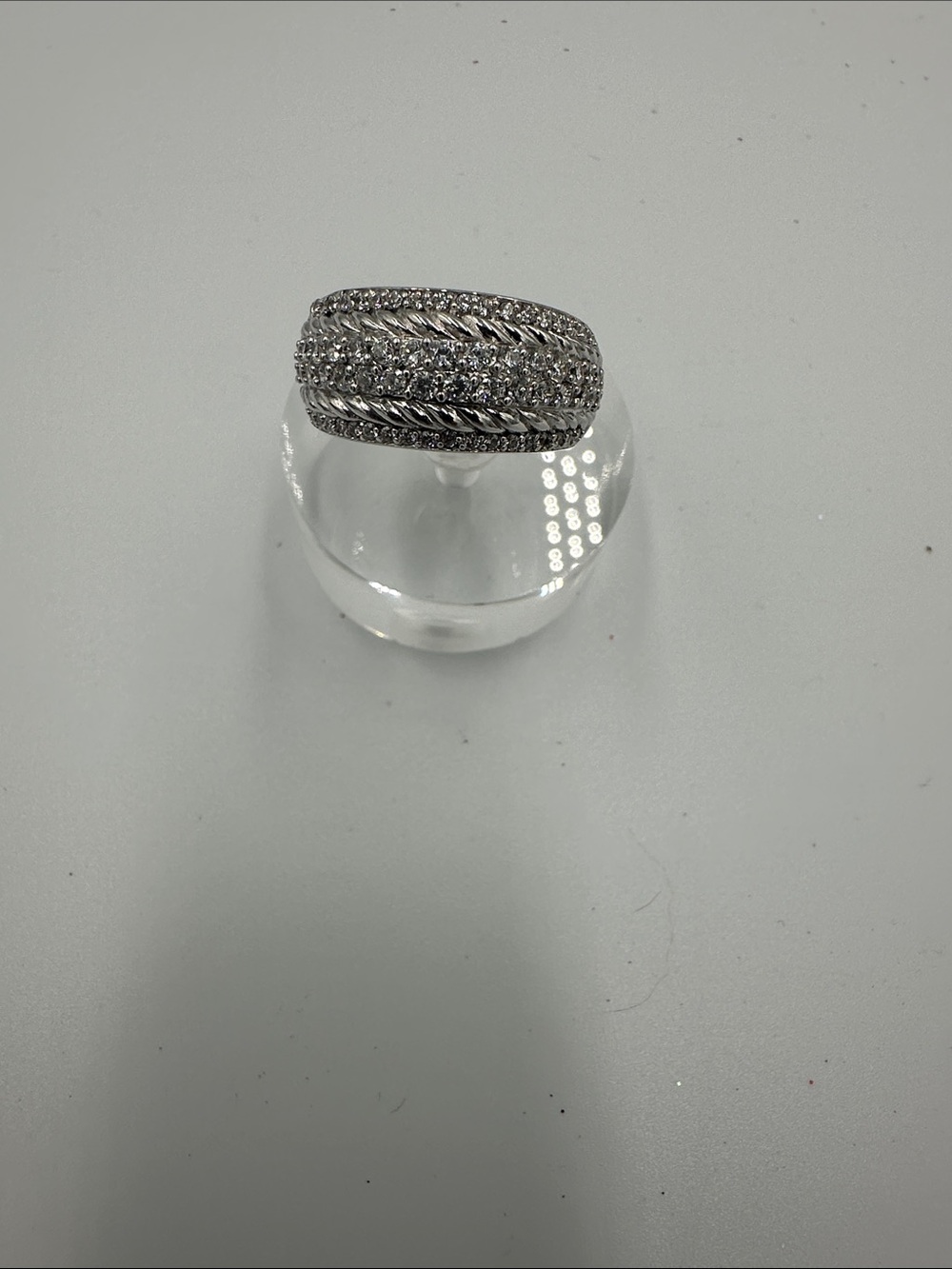 Judith Ripka 925 Sterling Silver Wide 5.6 Grams CZ Cable Design Ring Size 8